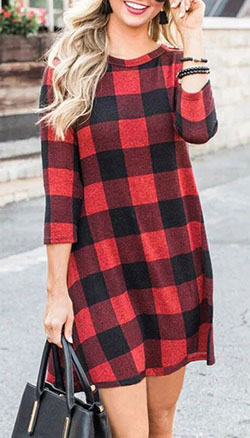 Holiday Outfit Ideas For Women, Plaid Mini Dress, Casual wear: Evening gown,  Maxi dress,  holiday outfit,  Casual Outfits  