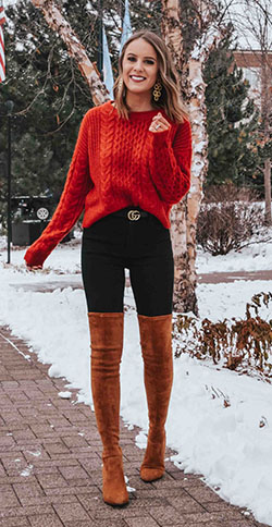 Cute winter party outfits, Casual wear: winter outfits,  Over-The-Knee Boot,  Boot Outfits,  party outfits,  Casual Outfits  