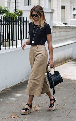 Culottes Outfit Ideas, Three quarter pants, Combat boot | Culottes ...