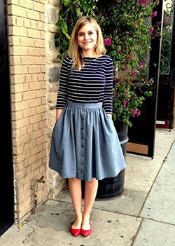 Love to share modesty skirt, Denim skirt: shirts,  Fashion week,  Church Outfit,  Casual Outfits,  Chambray Skirt  