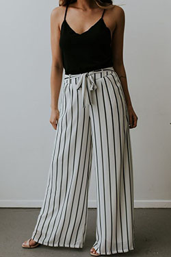 Flowy pants with belt, Palazzo pants: Slim-Fit Pants,  Pant Outfits,  Palazzo pants,  Casual Outfits  