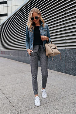 Jean jacket Athleisure Outfits For Women,: Jean jacket,  Sporty Outfits  