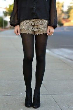 Sheer tights and shorts, Sheer fabric: shirts,  Sheer fabric,  Shorts Outfit  