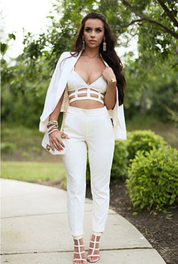Carli bybel white outfit, Crop top: Formal wear,  White Party Dresses  