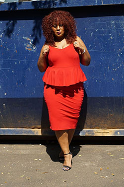 Red Plus Size Work Outfit, Cocktail dress, Plus-size clothing: Cocktail Dresses,  winter outfits,  Plus size outfit,  Work Outfit,  Photo shoot,  Red Dress  