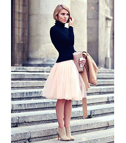 Tulle skirt with booties, Polo neck: Polo neck,  Boot Outfits,  Ballerina skirt,  Casual Outfits  