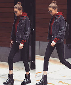 Combat Boots Outfit, Personal identification number, Street fashion: Gigi Hadid,  Boot Outfits  