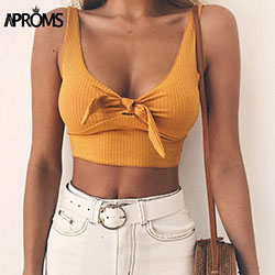 Trendy and elegant crop top 2019, BASIC CROP TOP: Sleeveless shirt,  Bow tie,  tank top  