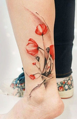 Stylish and adorable poppy tattoo watercolor, Watercolor painting: Tattoo Ideas,  Body art,  Tattoo artist,  Watercolor painting  