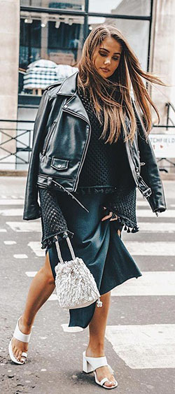 Spring Outfits For Women, Street fashion, Leather jacket: Leather jacket,  Spring Outfits,  Fashion influencer,  Street Style,  Black Leather Jacket  