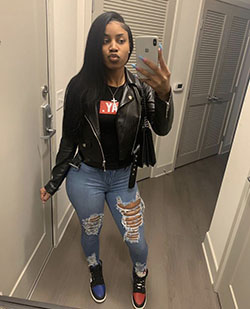 Black Swag Clothing, Leather jacket, Casual wear: Ripped Jeans,  Crop top,  Dress code,  Leather jacket,  Business casual,  Casual Outfits,  Black Swag Outfits  