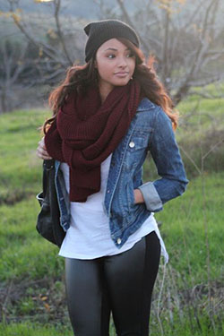 Leather Legging Outfit, Jean jacket, Casual wear: Jean jacket,  Slim-Fit Pants,  Legging Outfits,  Casual Outfits  