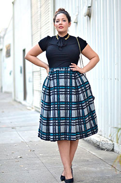 Plus size plaid skirt, Plus-size clothing: Plus size outfit,  Pencil skirt,  Full plaid  
