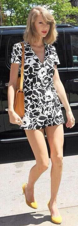 Check for daily dose of taylor swift may 17, Taylor Swift: Romper suit,  New York,  Taylor Swift,  Yellow Shoes  
