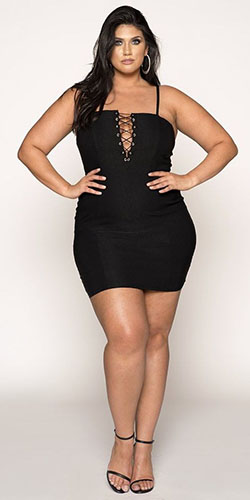 Just beautiful fashion model, Little black dress: Plus size outfit,  Evening gown,  Spaghetti strap,  Plus-Size Model,  Maxi dress,  Nadia Aboulhosn,  black dress  