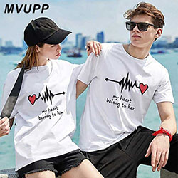 Print couple t shirt, Printed T-shirt: Printed T-Shirt,  couple outfits,  Casual Outfits  