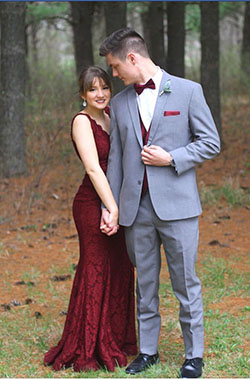 Red dress homecoming couple, Wedding dress: Backless dress,  Wedding dress,  Evening gown,  couple outfits,  Formal wear,  Red Dress  