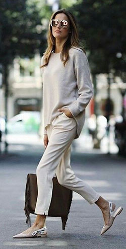 Perfect photos of all beige outfit, Ballet flat: Ballet flat,  Flat Shoes Outfits  