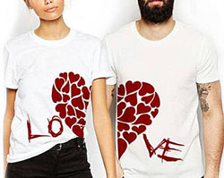 OMG! Nice couple clothes, Couple t shirts: Crew neck,  Printed T-Shirt,  couple outfits,  Fashion accessory,  Red T-Shirt  