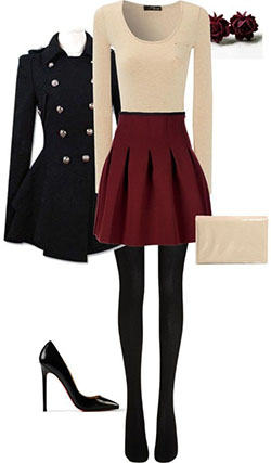 Cute christmas outfit ideas, Christmas Day: Christmas Day,  Pea coat,  Casual Outfits,  Military Jacket Outfits  