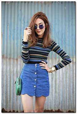 Skirt Outfits For College, Denim skirt, Casual wear: Denim skirt,  Vintage clothing,  Skirt Outfits,  Casual Outfits  