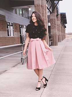 Pink skirt outfit ideas, Casual wear: Wedding dress,  Casual Outfits,  Midi Skirt Outfit,  Pink Skirt  