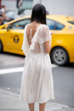 Floaty white dress transparent, Street fashion: Backless dress,  Wedding dress,  Sheer fabric,  Boho Dress,  Street Style,  Bare Back Dresses,  White Dress  