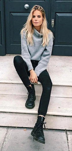 Sweet designs to try fall outfits 2019 women, Casual wear: School Outfit,  winter outfits,  Combat boot,  Casual Friday,  Casual Outfits  