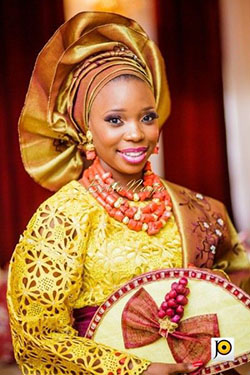 Nigerian Dresses For Nigerian Brides, Yoruba people, Head tie: Wedding dress,  Aso ebi,  Hairstyle Ideas,  Nigerian Dresses  