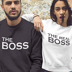 Boss the real boss sweater: Christmas jumper,  couple outfits,  Polar fleece,  Casual Outfits  