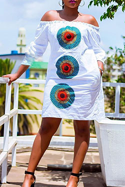Robe col bateau dÃ©contractÃ©: Wedding dress,  Evening gown,  Crew neck,  Polo neck,  Clothing Ideas,  Kitenge Dresses,  Casual Outfits  