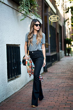 Black flared jeans outfit, Casual wear: Mom jeans,  Bootcut Jeans  