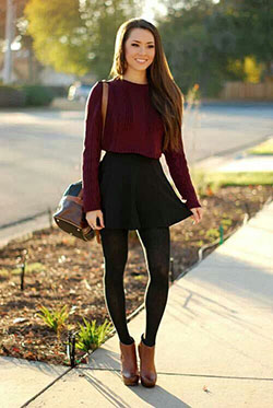 Cute winter outfits skirt, Winter clothing: winter outfits,  Boot Outfits,  Skater Skirt,  Skirt Outfits  