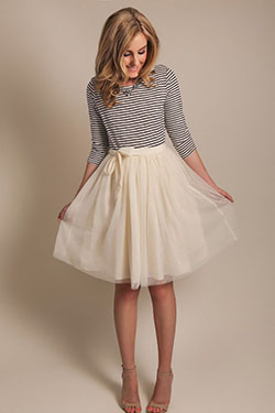 Cream tulle skirt fashion, Cocktail dress: Cocktail Dresses,  Skirt Outfits,  Maternity clothing,  Casual Outfits  