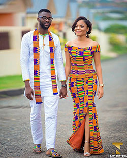 Kente traditional wedding styles, Kente cloth: Wedding dress,  African Dresses,  couple outfits,  Kente cloth  