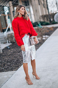 Oversized jumper and sequin pencil skirt: Pencil skirt,  party outfits,  Sequin Outfits  
