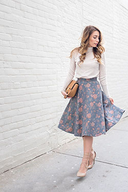 Never got before offer midi skirt ootd, Floral Midi: Polo neck,  Floral Skirt,  Fashion week,  Church Outfit,  Floral Midi,  Midi Skirt  
