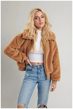 Get your daily dose fur clothing, Flight jacket: School Outfit,  Fur clothing,  Fake fur,  Flight jacket  