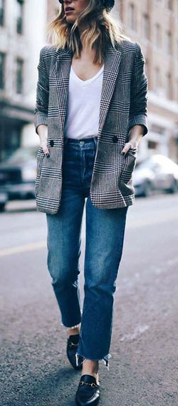 Magnetic outfit ideas for plaid boyfriend blazer, Glen plaid: Slim-Fit Pants,  Business Outfits,  Casual Outfits,  Blazer  