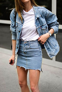 Europe most awaited denim outfit, Falda - Jeans: Denim skirt,  Jean jacket,  Business casual,  Denim jacket,  Casual Outfits  