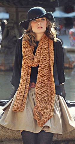 Cant miss these knit scarf fashion, Winter clothing: winter outfits,  Skirt Outfits,  Knit cap,  Fashion accessory,  Casual Outfits  