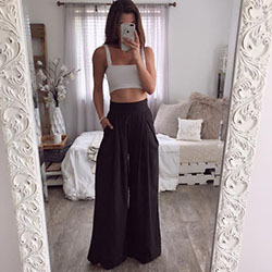 Women's Flowy Chiffon Capri Pants Double Layers Split Wide Leg Loose  Trousers Elegant Waist Tie Knot Palazzo Pants at Amazon Women's Clothing  store