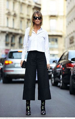 Culottes Outfit Ideas, Three quarter pants, Combat boot: Combat boot,  Culottes Outfit  