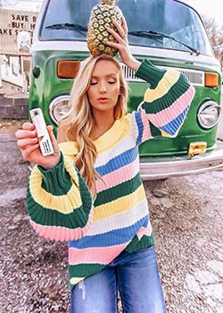 Striped Color Block Sweaters, Casual wear, Crew neck: Crew neck,  Maternity clothing,  Casual Outfits,  Sweaters Outfit  