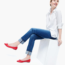 J crew red gemma flats: shirts,  Ballet flat,  Ballet shoe,  Red Shoes Outfits  