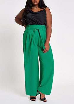 Pantalon ample bleu vert, Pantalon large: Plus size outfit,  Work Outfit  