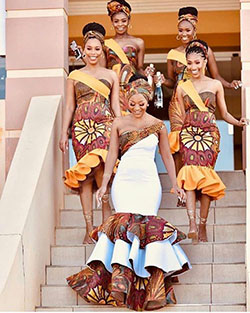 African print bridesmaids dresses, Wedding dress: Wedding dress,  Evening gown,  African Dresses,  Bridesmaid dress,  Lobola Outfits  