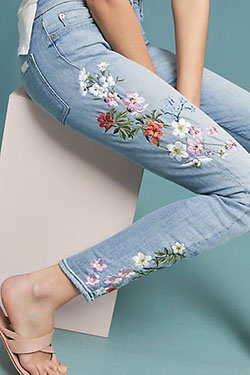 7 for all mankind embroidered jeans: Slim-Fit Pants,  Skinny Women Outfits  