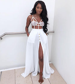 Maxi white skirt with a slit: Pencil skirt,  White Party Dresses  