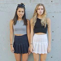 Check out these stylish tennis skirt outfits, American Apparel: Crop top,  Sleeveless shirt,  Skirt Outfits  